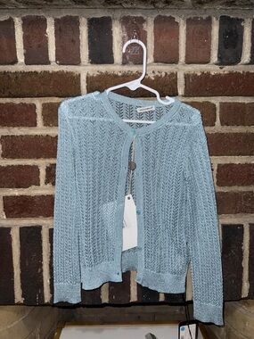 Dolce & Gabbana Light Aqua Open-Knit Kids Cardigan